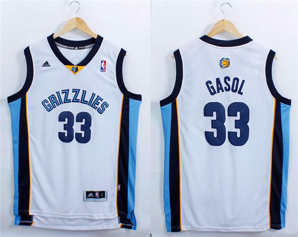 Men Memphis Grizzlies #33 Gasol White Adidas NBA Jerseys->memphis grizzlies->NBA Jersey